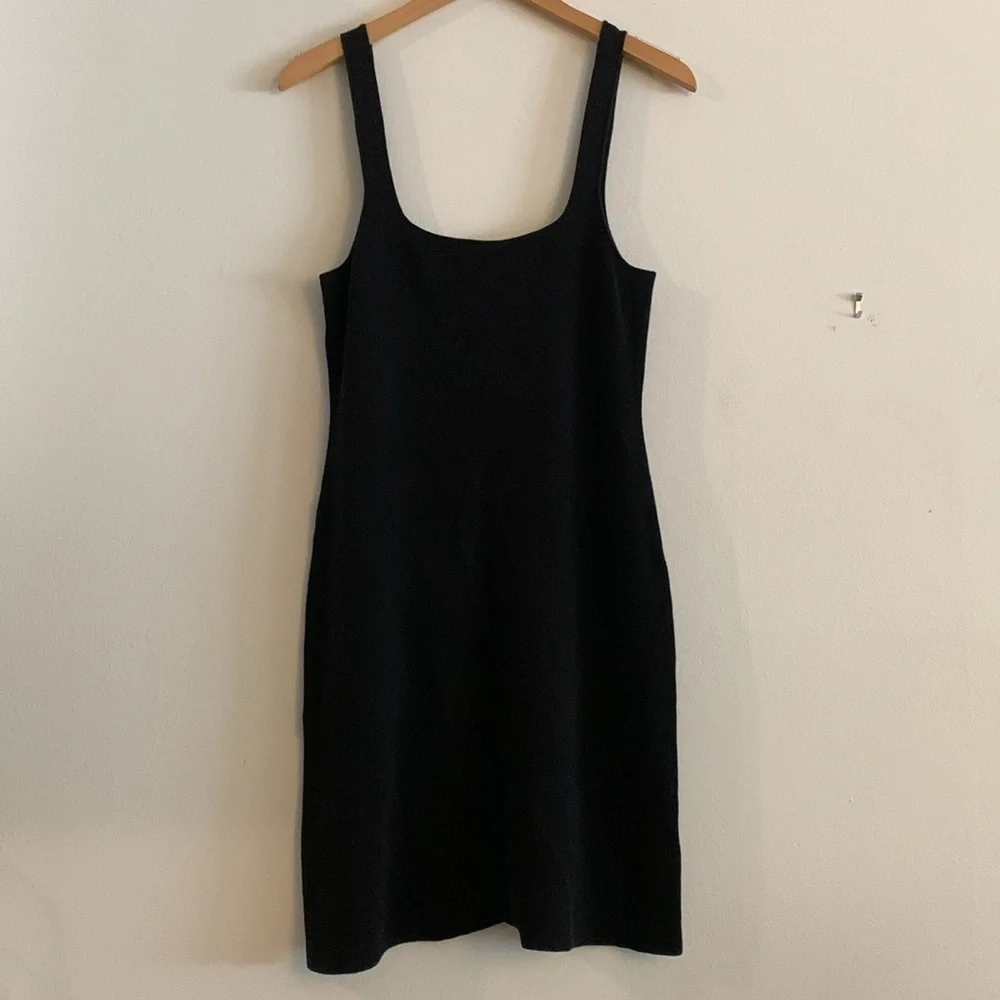 J. Crew Womens Re-imagined Squareneck Black Knit Sleeveless Mini Sweater Dress M